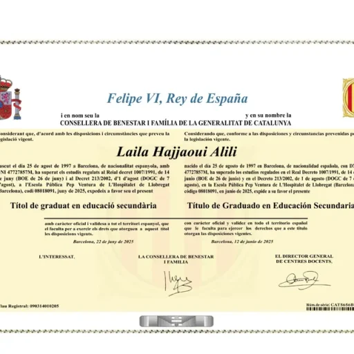 Documento académico referencial de Graduado en ESO Imagen referencial de documentación académica relacionada con el título de Graduado en ESO